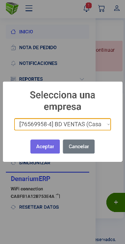 Pantalla de clientes de Denarium Satelite